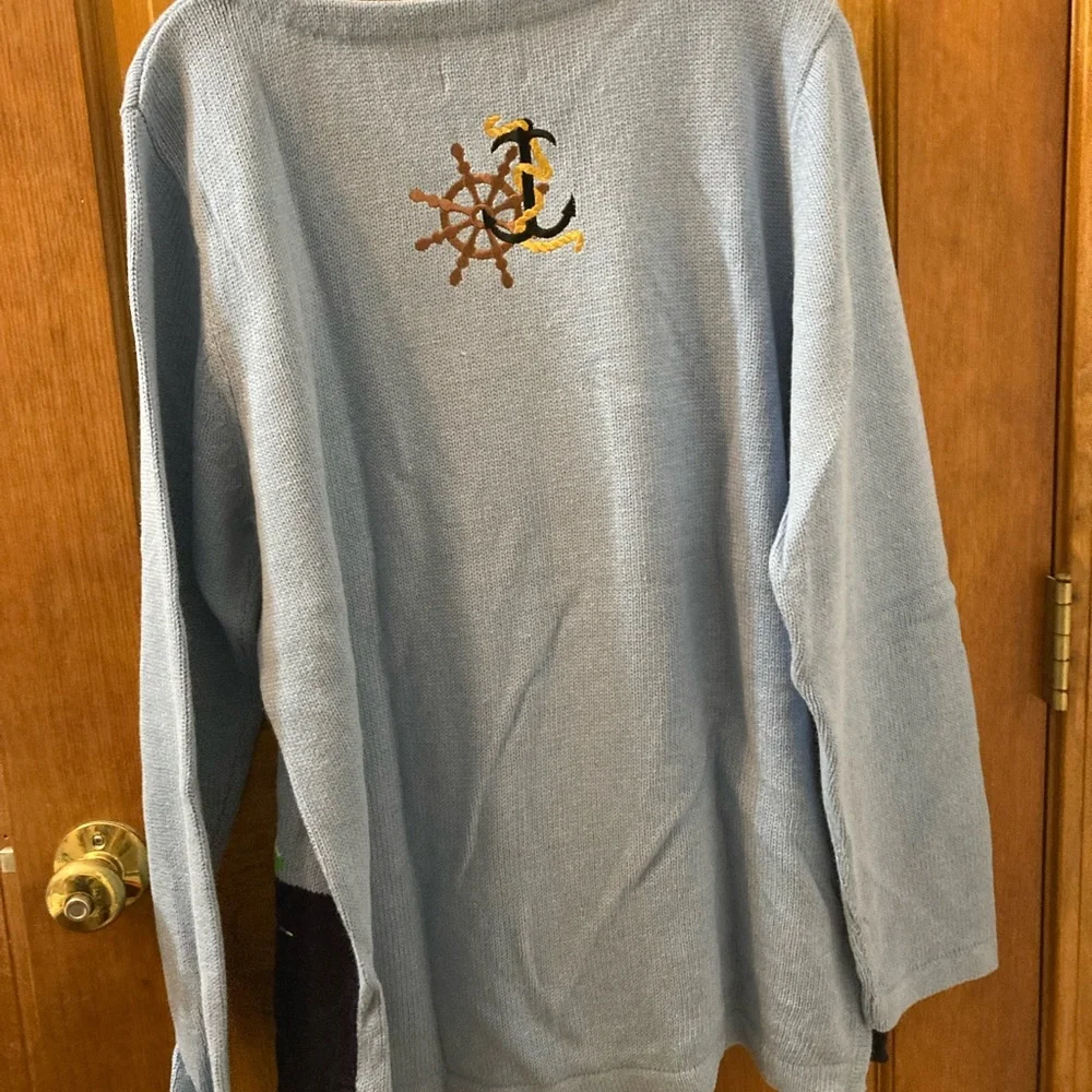 Nautical embroidered Quaker factory large sweater